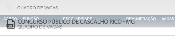 Vagas Concurso Público Cascalho Rico (PDF)