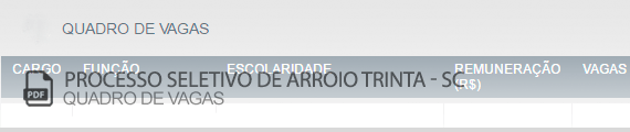 Vagas Concurso Público Processo Seletivo de Arroio Trinta - SC (PDF)