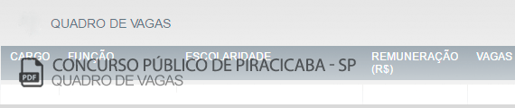 Vagas Concurso Público Piracicaba (PDF)