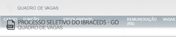 Vagas Concurso Público Ibraceds (PDF)