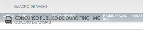 Vagas Concurso Prefeitura Ouro Fino (PDF)