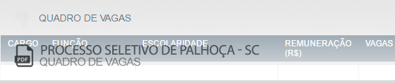 Vagas Concurso Público Palhoça (PDF)