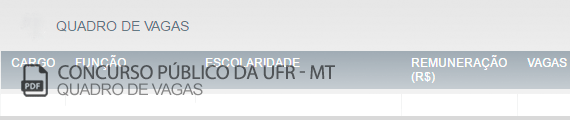 Vagas Concurso da Universidade Federal de Rondonópolis (PDF)