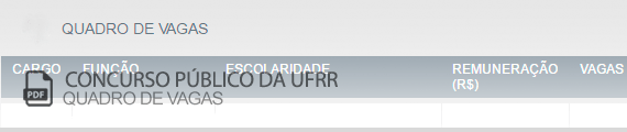 Vagas Processo Seletivo Universidade Federal de Roraima (PDF)