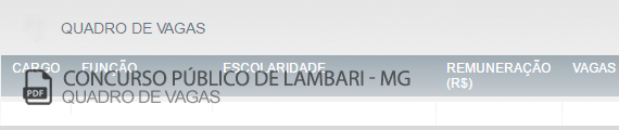 Vagas Concurso Público Lambari (PDF)