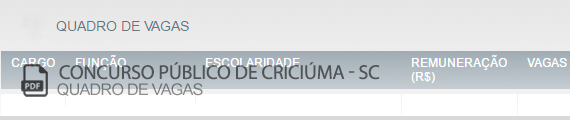 Vagas Concurso Público Criciúma (PDF)