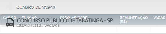 Vagas Concurso Público Tabatinga (PDF)