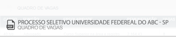 Quadro de Vagas Processo Seletivo Professor Visitante UFABC – SP