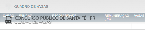 Vagas Concurso Público Santa Fé (PDF)