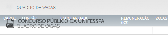 Vagas Concurso Público Universidade Federal do Sul e Sudeste do Pará (PDF)