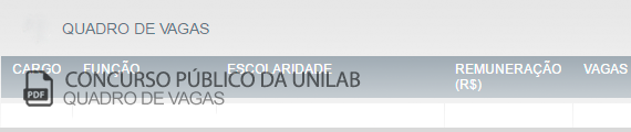 Vagas Concurso Unilab (PDF)