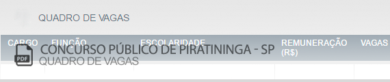 Vagas Concurso Público Piratininga (PDF)