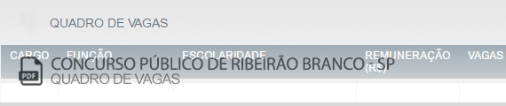 Vagas Concurso Público Prefeitura Ribeirão Branco (PDF)