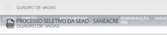Vagas Concurso Público SEAD - SANEACRE (PDF)