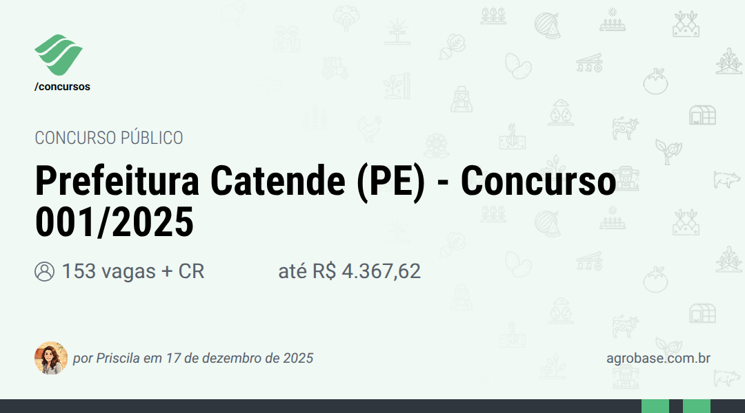 Prefeitura Catende (PE) - Concurso 001/2025 [prorrogado]
