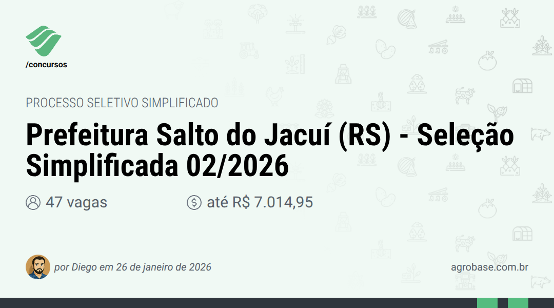 Prefeitura Salto do Jacuí (RS) - Seleção Simplificada 02/2026