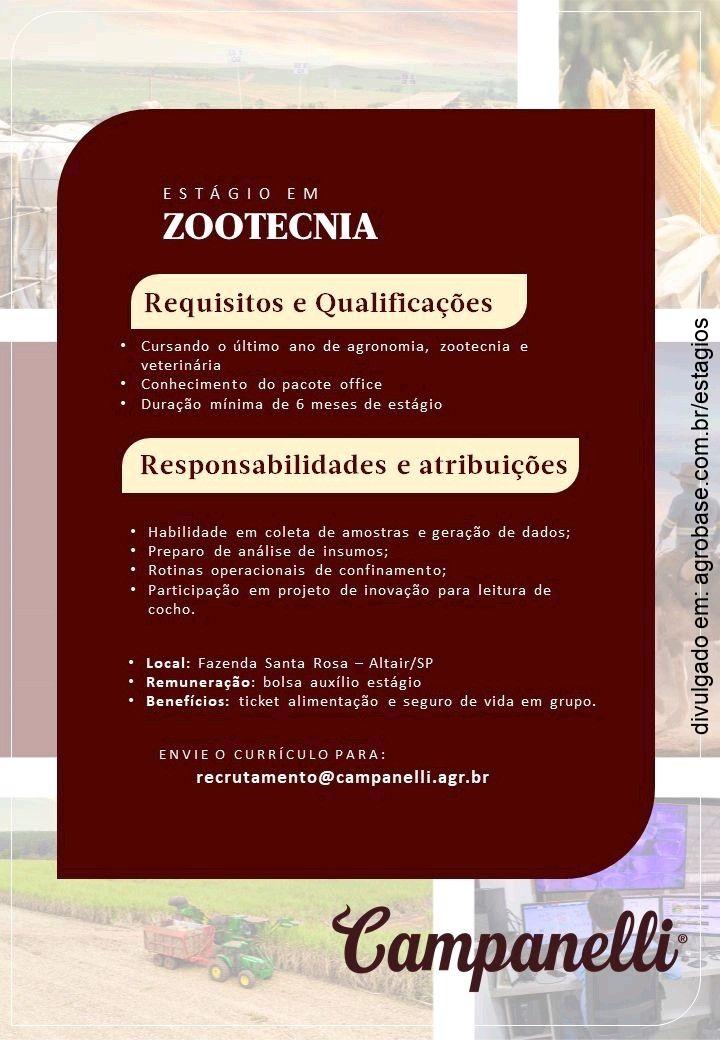 Estágio em zootecnia – Altair/SP