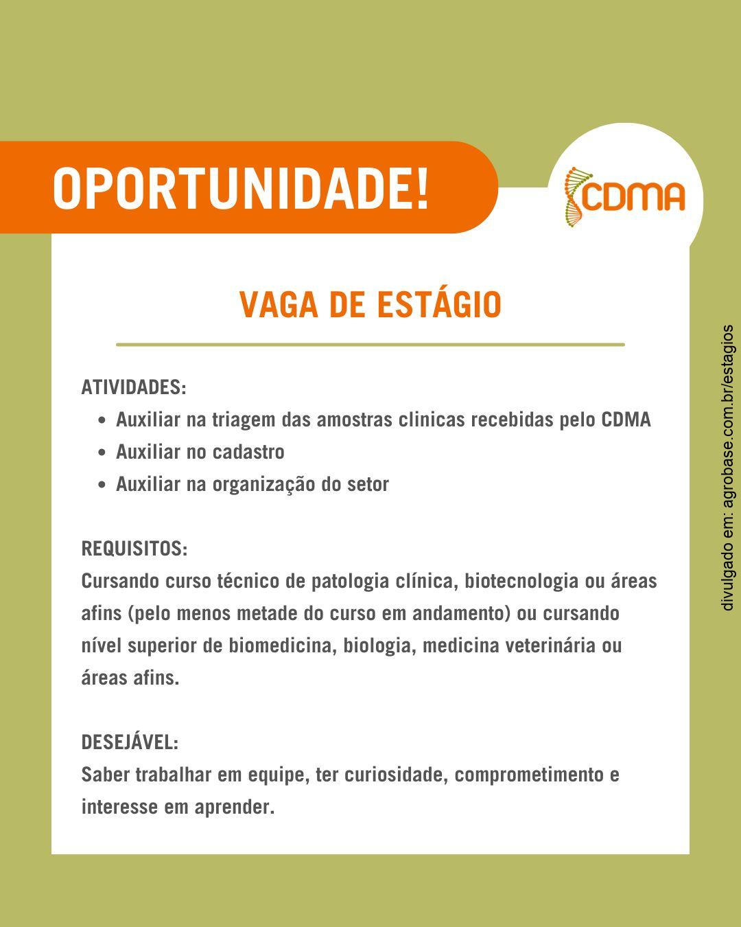 Vaga de estágio – Belo Horizonte/MG