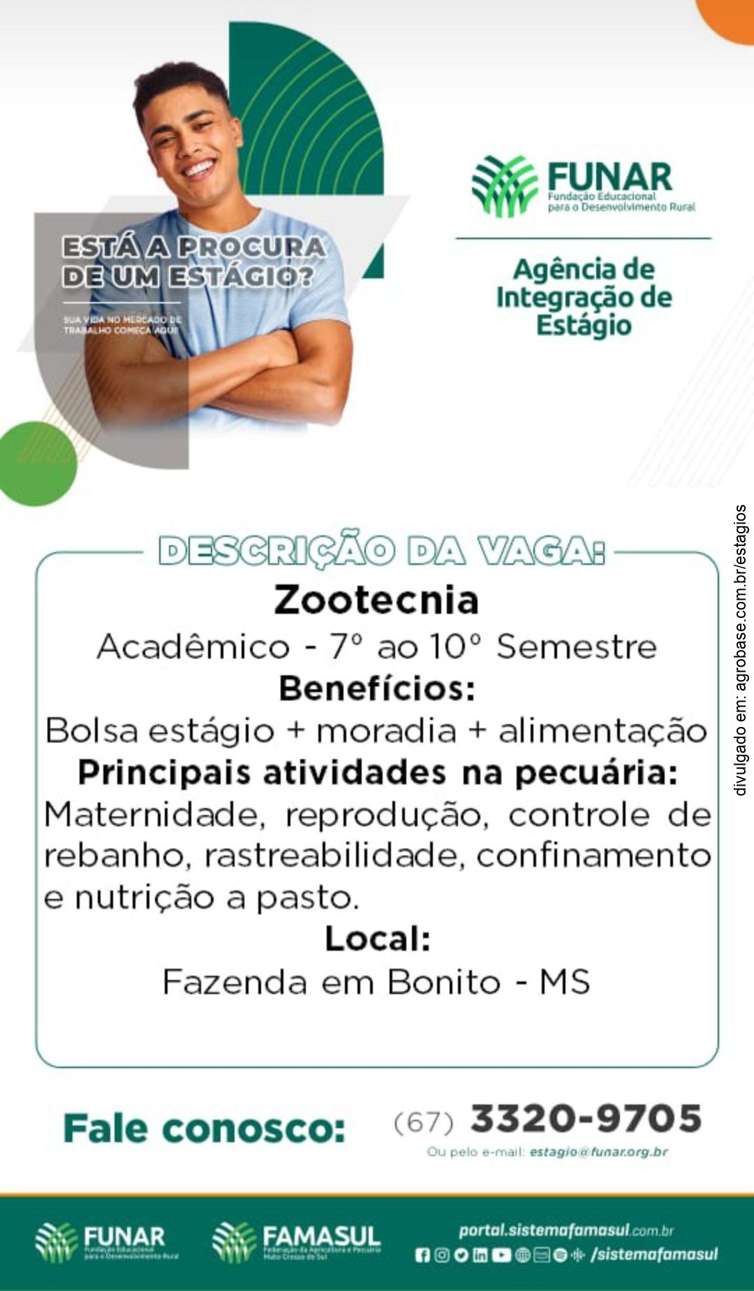 Estágio para estudantes de zootecnia – Bonito/MS