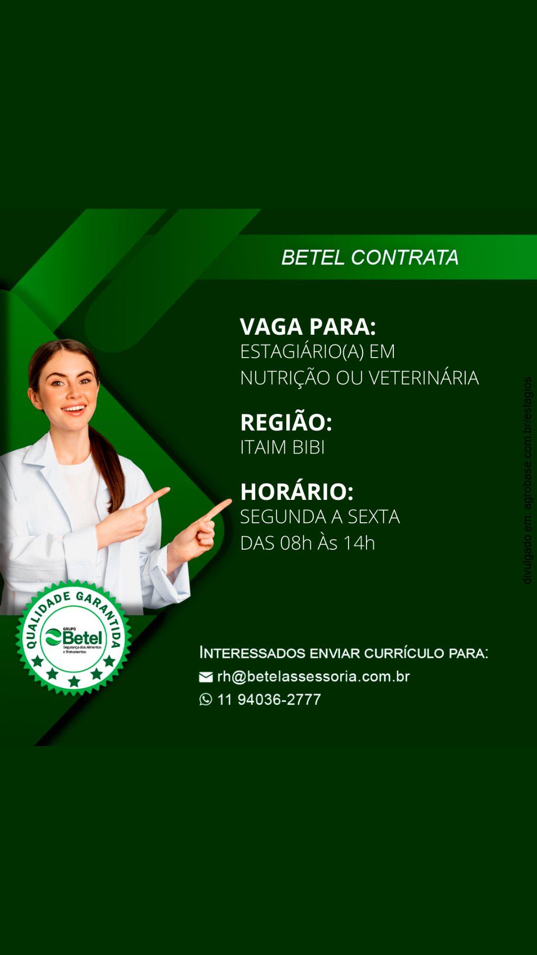 Estagiário em nutrição ou veterinária – São Paulo/SP [Itaim Bibi]