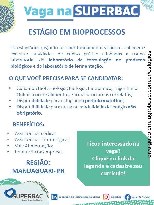 Estágio em bioprocessos – Mandaguari/PR