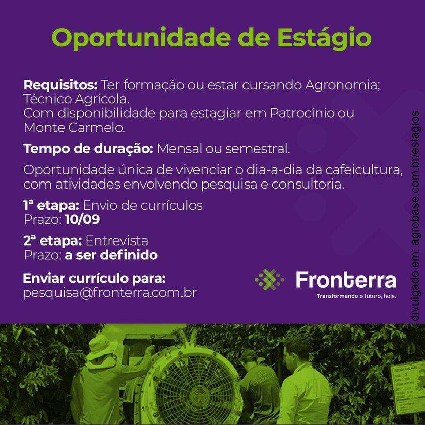 Estágio em agronomia – Patrocínio ou Monte Carmelo/MG