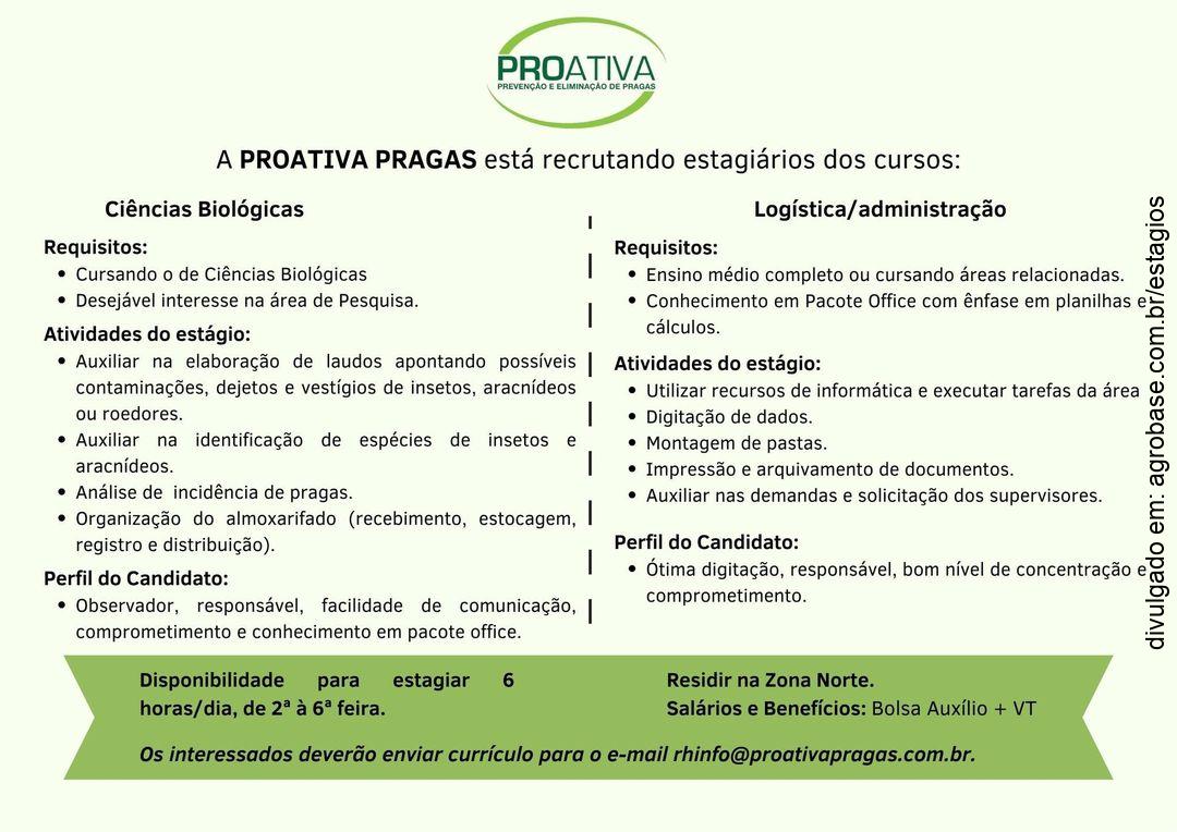 Estágio em ciências biológicas – São Paulo/SP