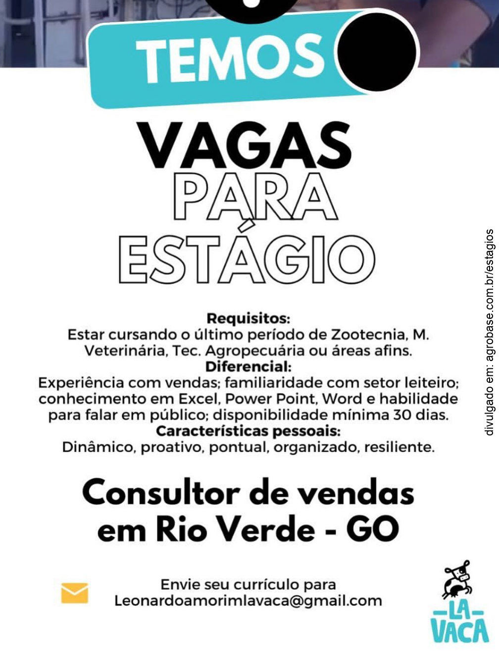 Consultor de vendas (estágio) – Rio Verde/GO