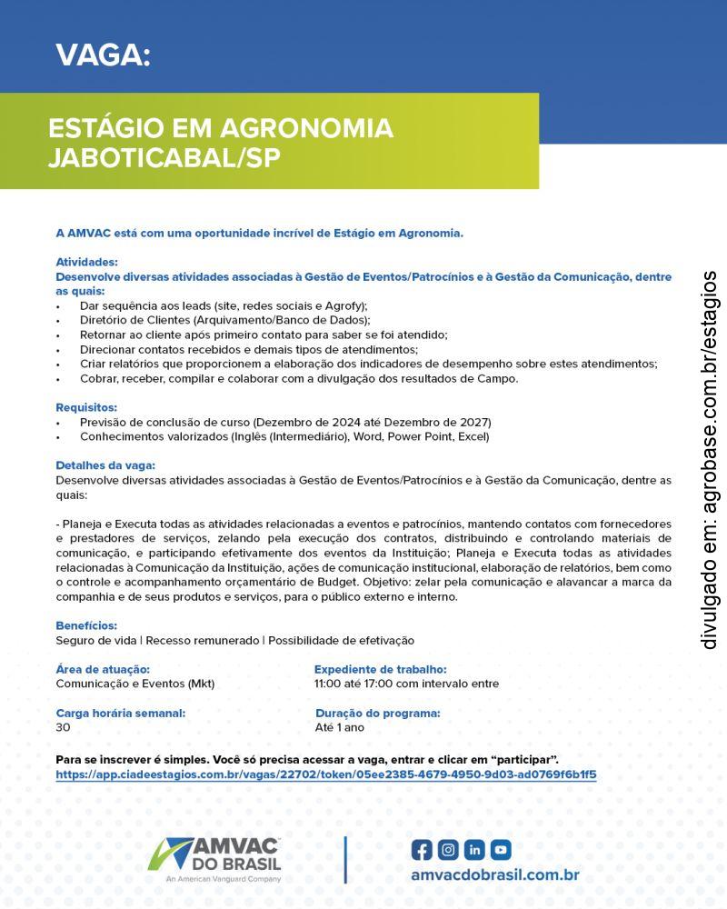 Estágio em agronomia – Jaboticabal/SP