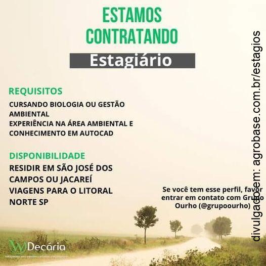 Estagiário biologia ou gestão ambiental – SP