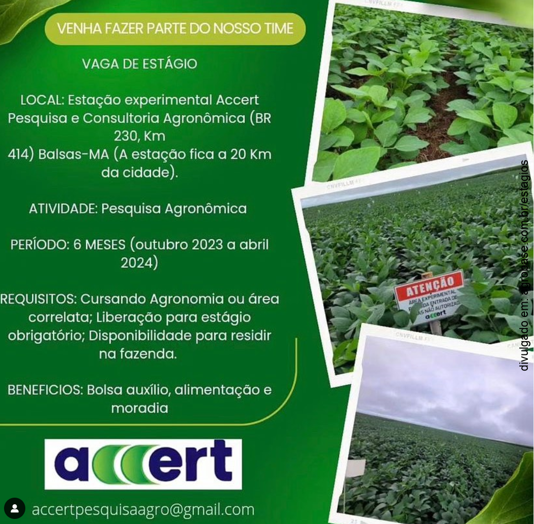 Estágio em pesquisa agronômica – Balsas/MA