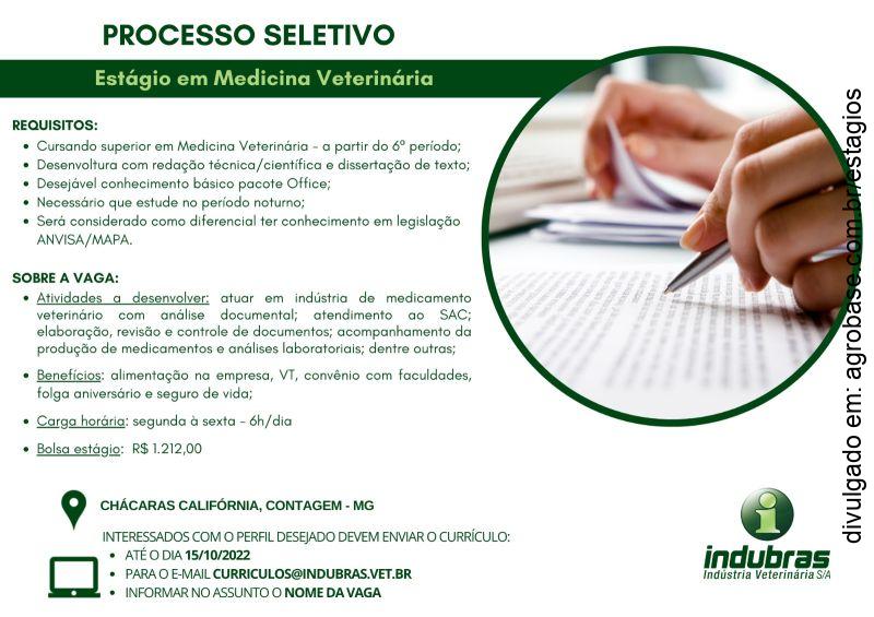 Estágio em medicina veterinária – Contagem/MG