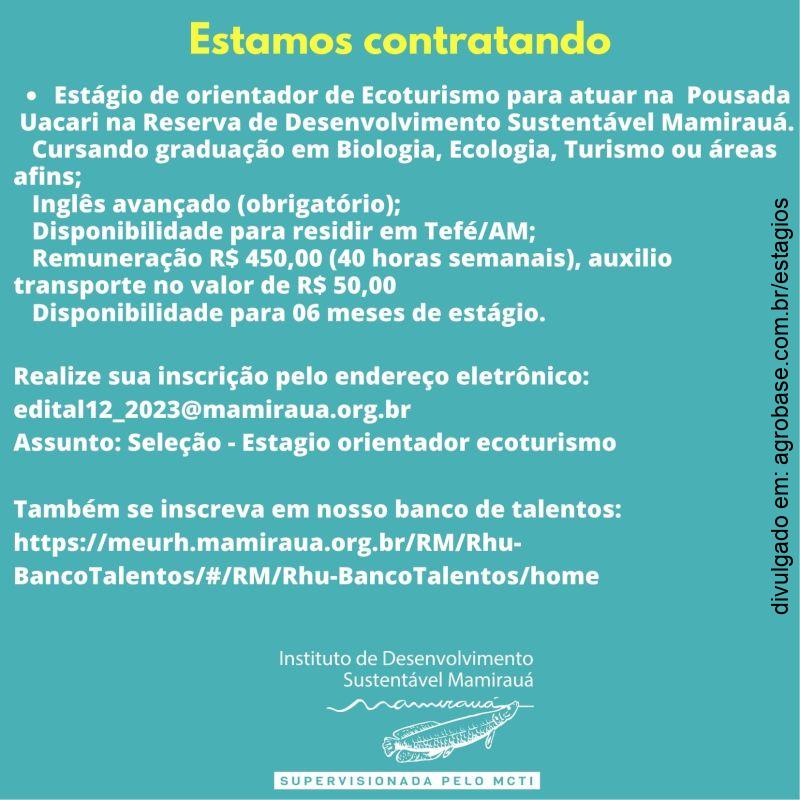 Estágio de orientador de ecoturismo – Tefé/AM