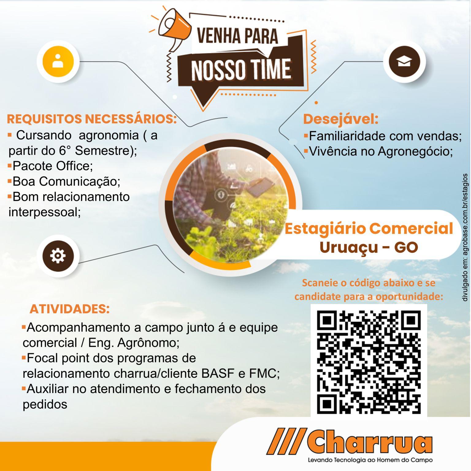 Estagiário comercial – Uruaçu/GO