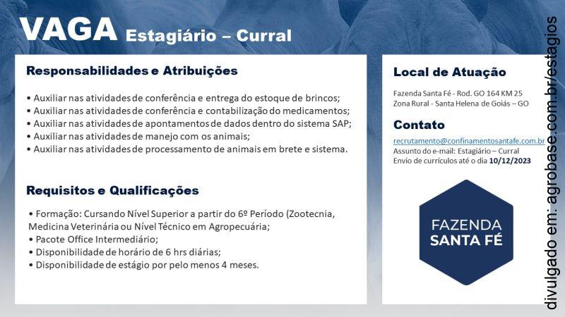 Estagiário em curral – Sta. Helena de Goiás/GO