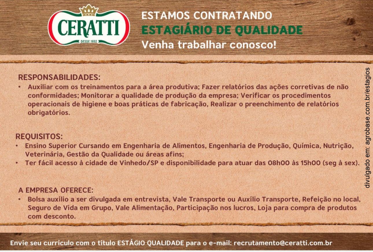 Estagiário de qualidade – Vinhedo/SP