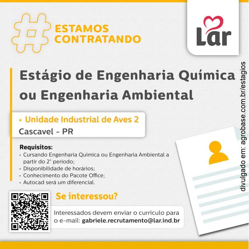 Estágio de eng. química ou ambiental – Cascavel/PR