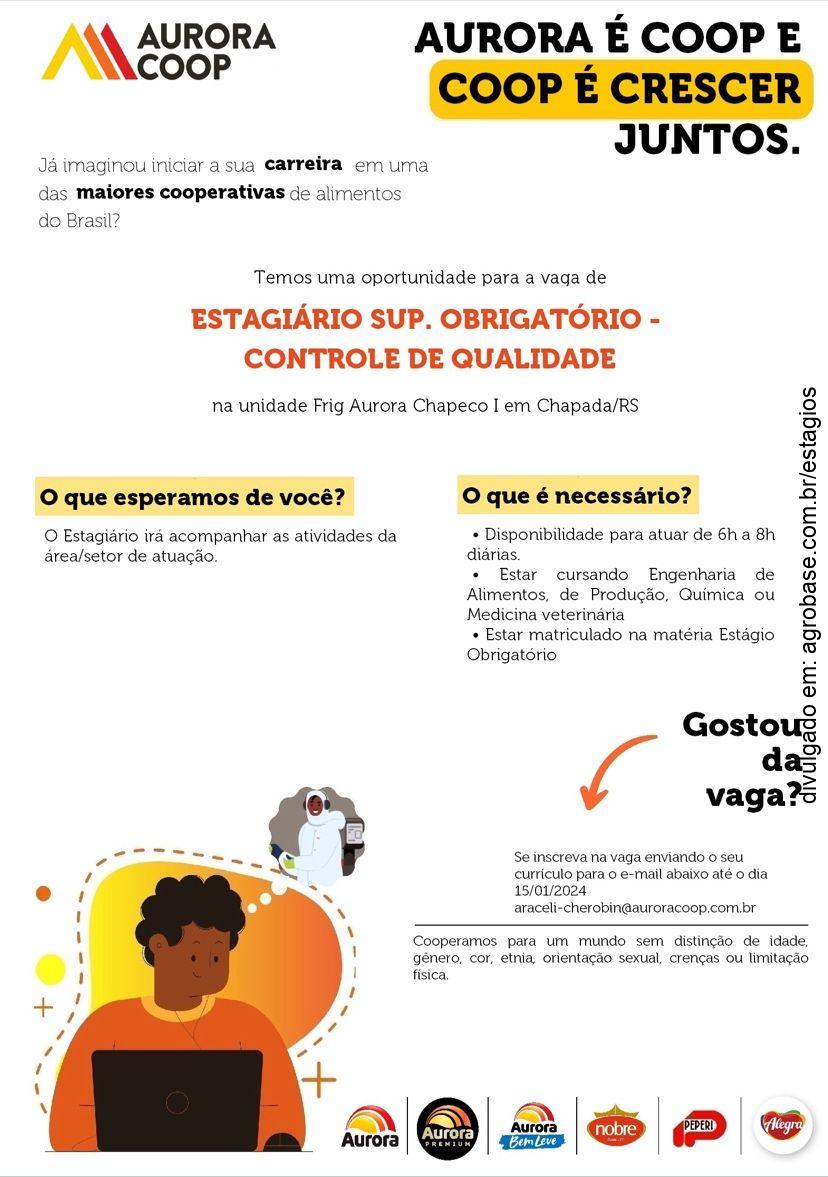 Estágio superior em controle de qualidade – Chapada/RS