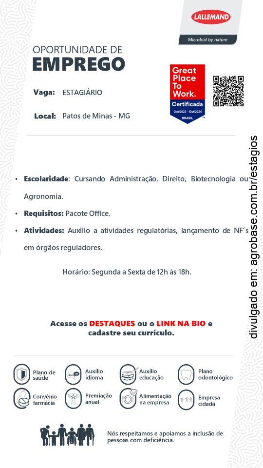 Estagiário assuntos regulatórios – Patos de Minas/MG