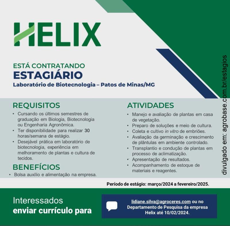 Estagiário lab. de biotecnologia – Patos de Minas/MG