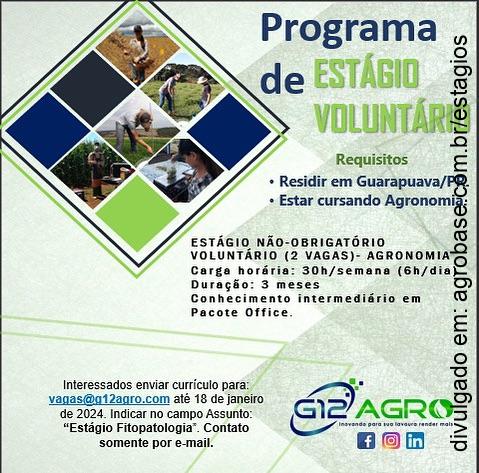 02 vagas estágio não-obrigatório voluntário – Guarapuava/PR