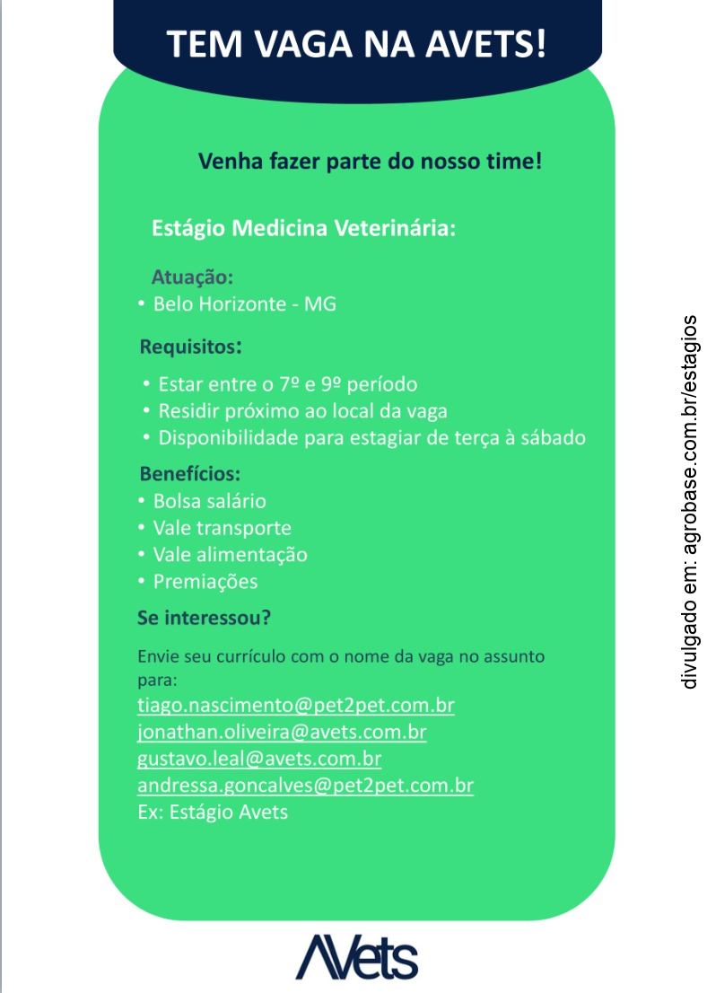 Estágio medicina veterinária – Belo Horizonte/MG