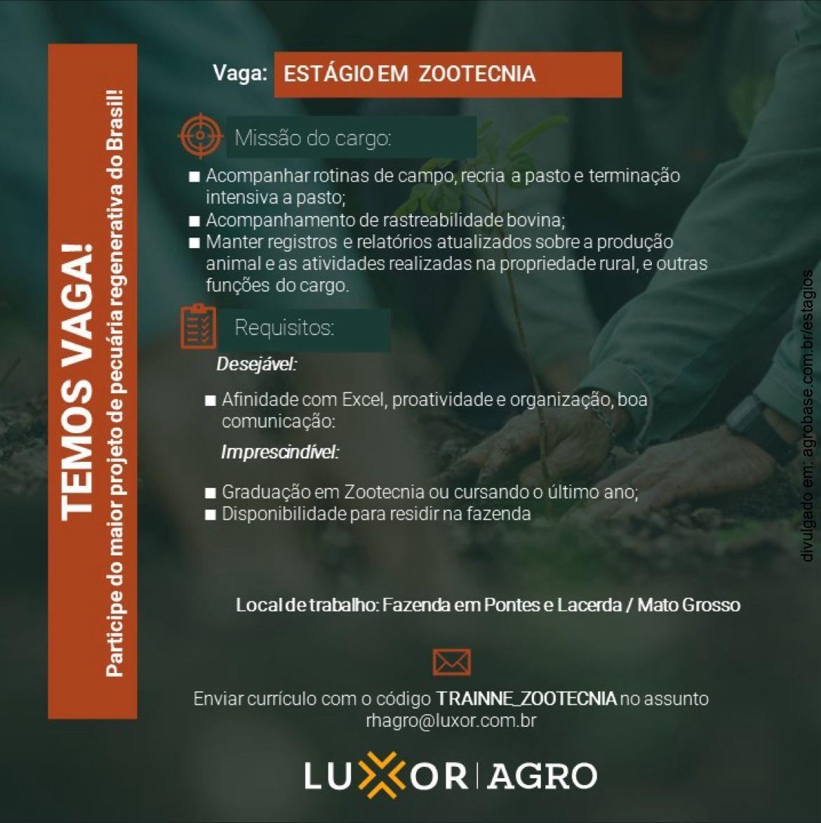 Estágio em zootecnia – Pontes e Lacerda/MT