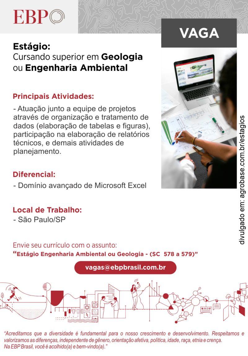 Estágio engenharia ambiental ou geologia (SC 578 a 579) – São Paulo/SP