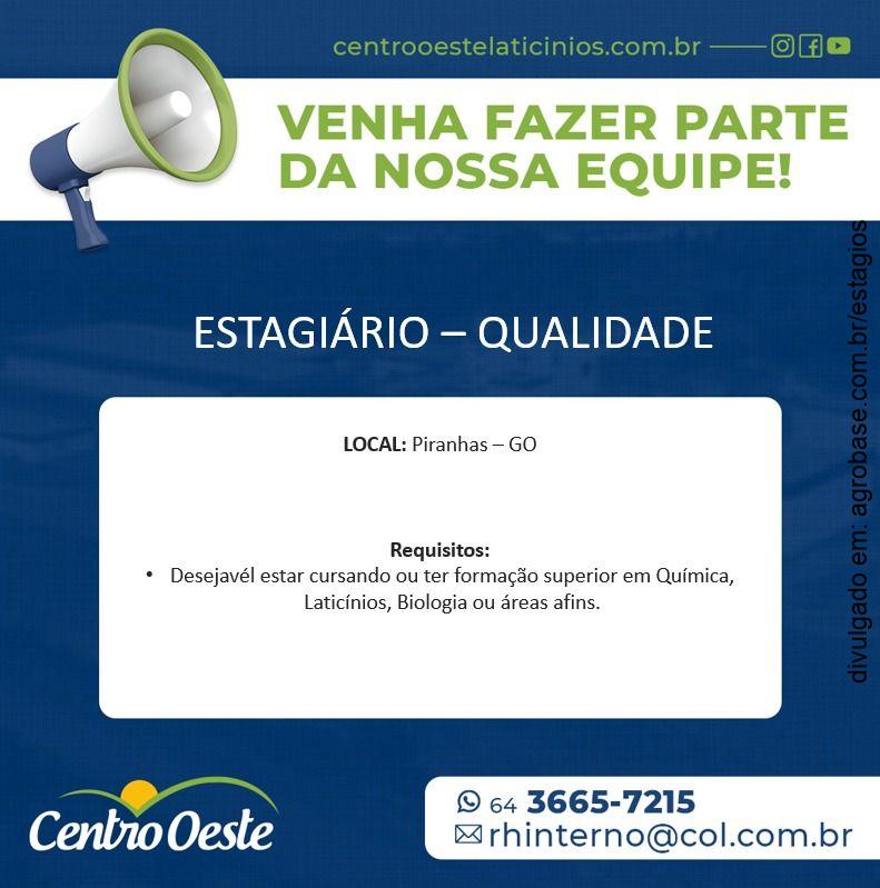 Estagiário em qualidade – Piranhas/GO