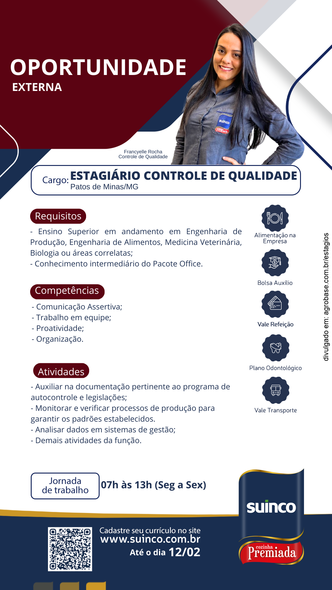 Estagiário controle de qualidade – Patos de Minas/MG