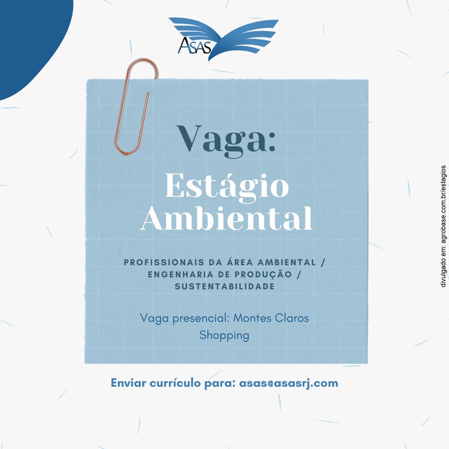 Estágio na área ambiental (gestão de resíduos) – Montes Claros/MG