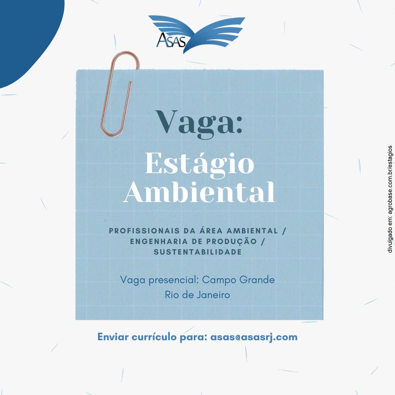 Estágio na área ambiental (gestão de resíduos) – Campo Grande/RJ