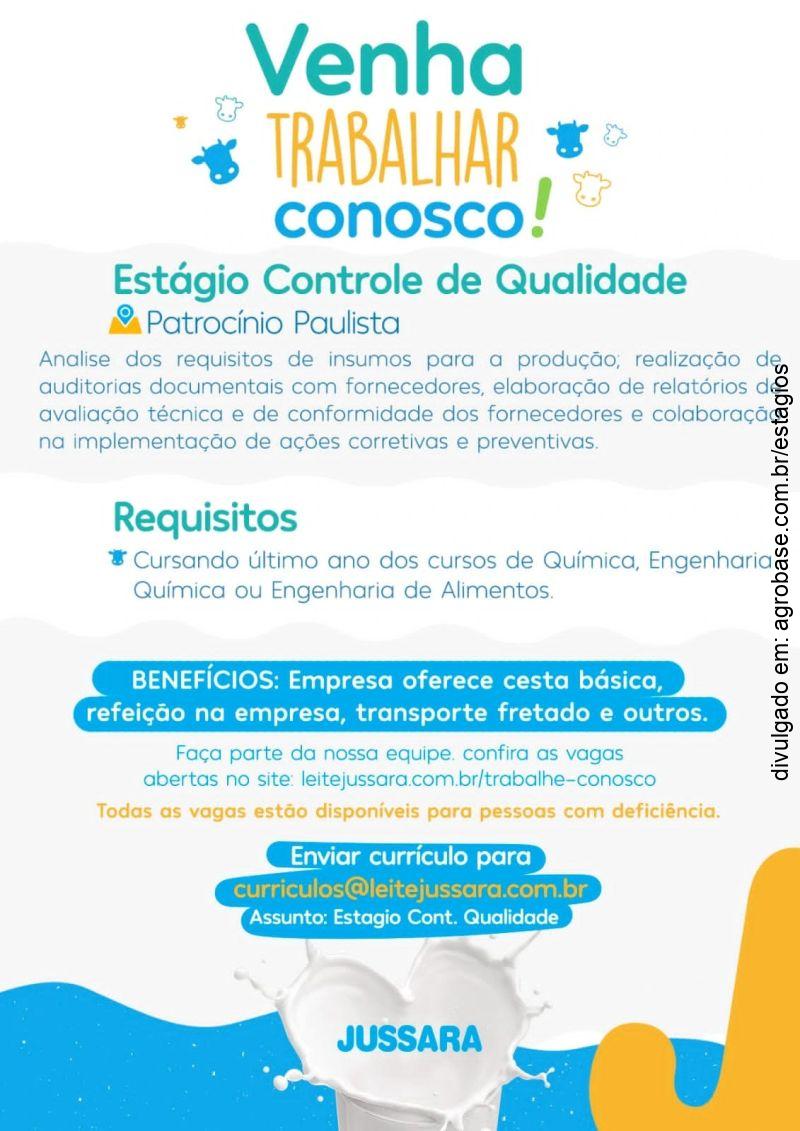 Estágio controle de qualidade – Patrocínio Paulista/SP