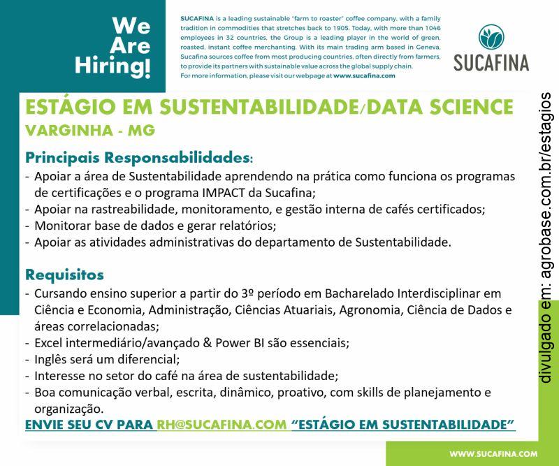 Estágio em sustentabilidade (data science) – Varginha/MG